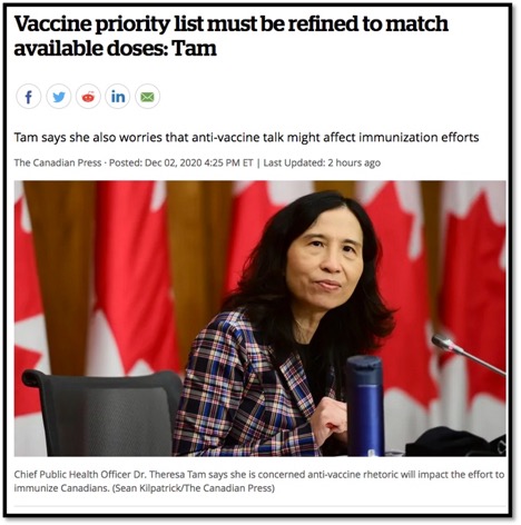 Dr Tam screen shot talking on a panel about Vaccine priority