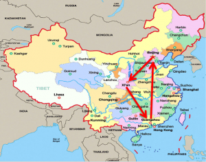 Map travelling in China