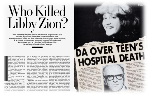 Newspaper article of who killed Libby Zion