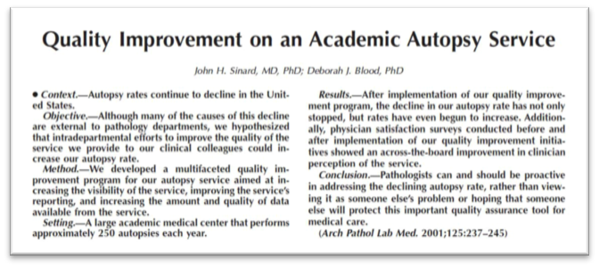Quality Improvement Autopsy