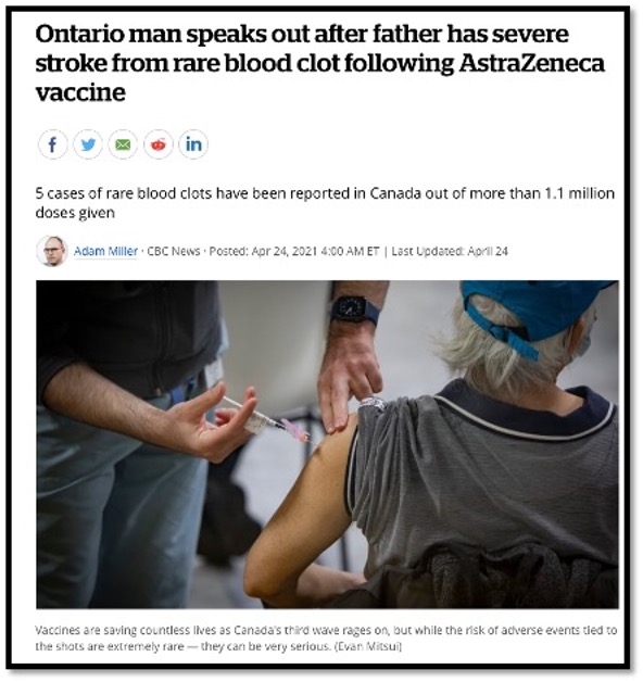 news article showing man getting needle in his arm