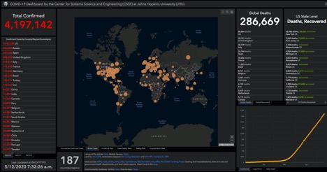 global map showing total COVID-19 confirmed cases and total deaths