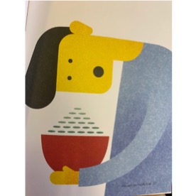 animated photo of man eating bowl of rice sideways