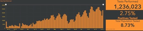 graph showing tests performed vs positives in Ontario