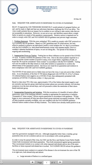 letter from the US Navy 