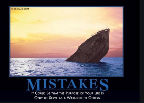 picture of sinking ship with the word mistakes