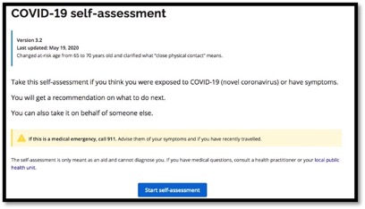 COVID-19 self assessment instructions