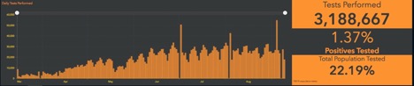 graph showing daily COVID-19 tests performed in Ontario