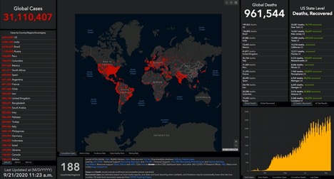 world map color coded and ranking of global cases by country
