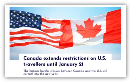 US and Canada flags with title border restrictions extended until Jan 21