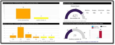 charts and graphs showing bed availability at KHSC