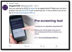 screen shot of KHSC covid-19 prescreening app finger scrolling on smartphone