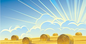 animated photo of hay field with sunshine rays