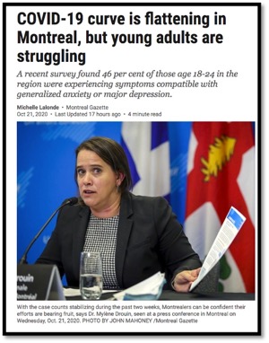 screen shot of news article and photo of Dr. Mylene Drouin at press conference