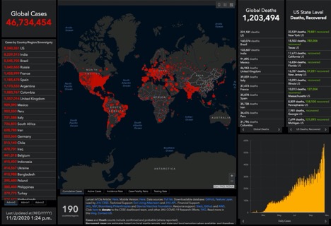 world map highlighting global covid data