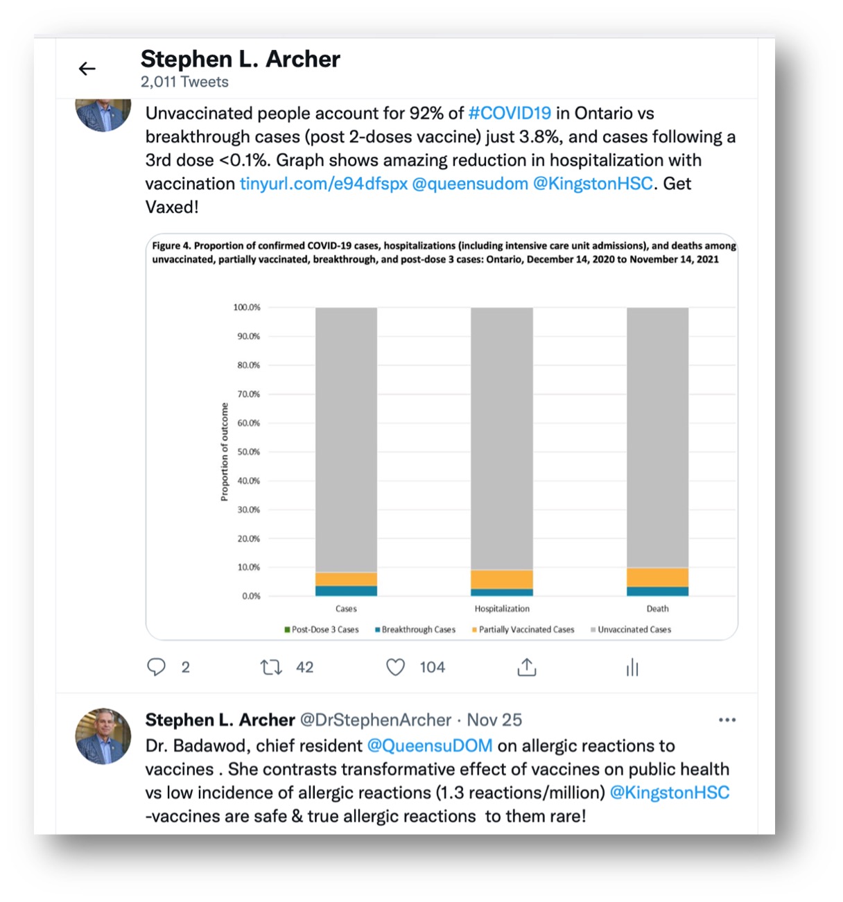 screenshot of tweet with text and graphs