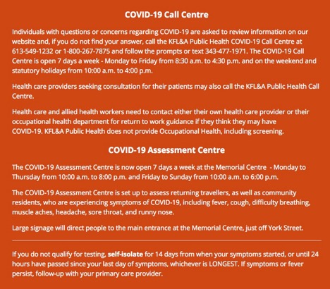 instructions for public re COVID-19 testing