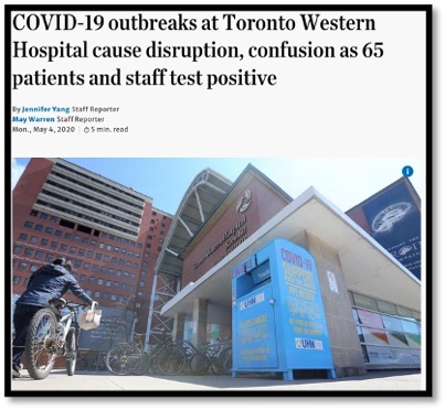 Headline of COVID-19 outbreaks at Toronto Western Hosp