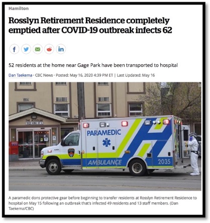 photo of ambulance in front of LTC home