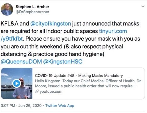screenshot of Kingston Mayor video announcement
