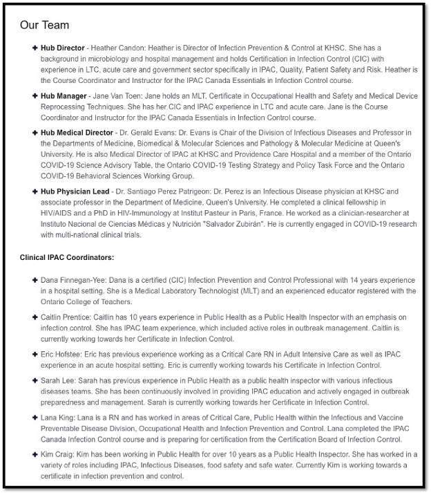 list of IPAC members and brief bios