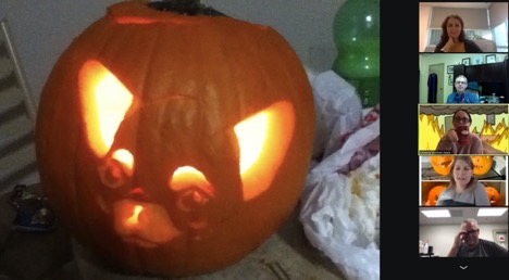 pumpkin carved as face of family dog