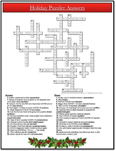 holiday crossword puzzle with answers filled in