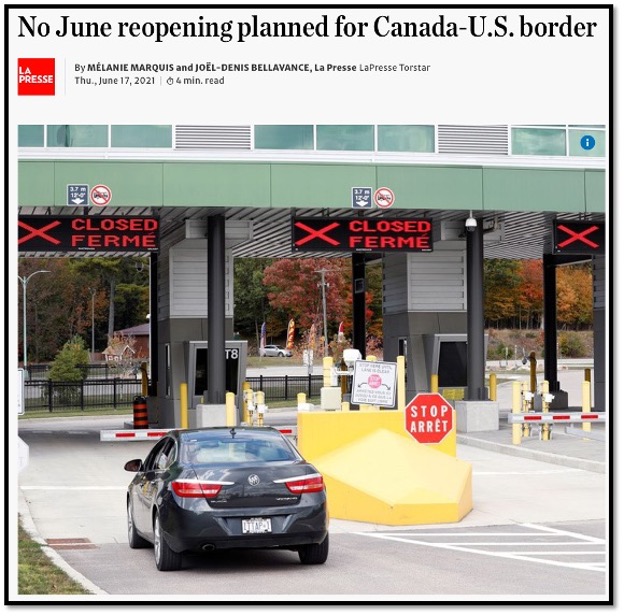 photo of car driving through canada us border crossing station