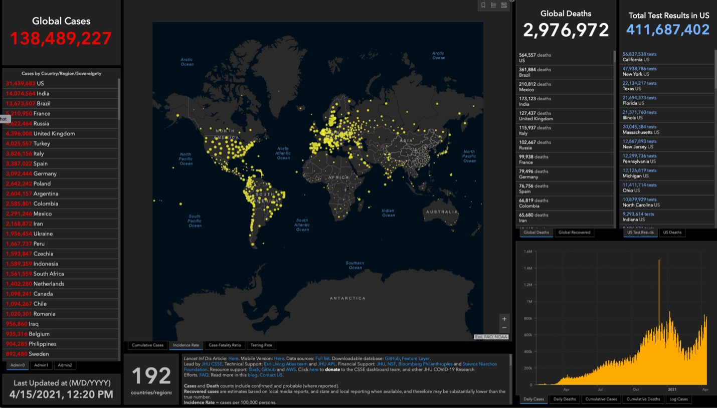 world map with yellow dots and the ranking of countries with most covid cases and deaths