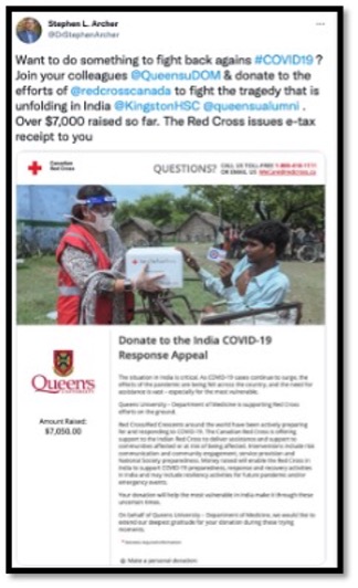 screenshot of fundraising page