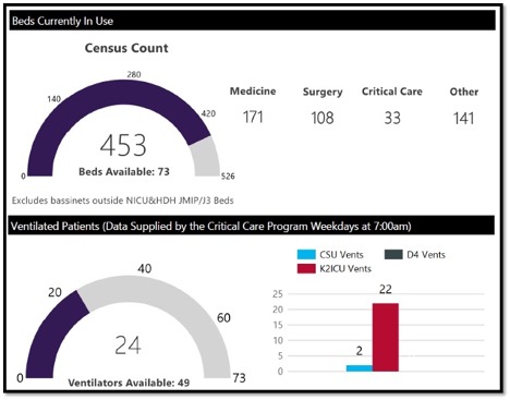 circular graphs showing bed capacity at KHSC