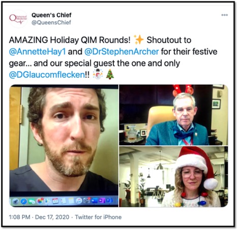 tweet of zoom screenshot of three people 