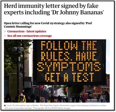 screenshot of news article with neon sign stating follow the rules have symptoms get a test