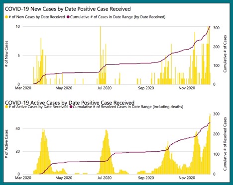 2 graphs showing covid data