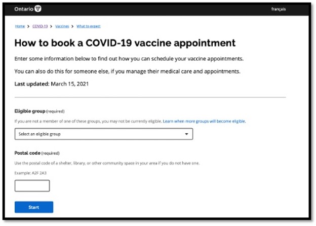 instructions on how to book a covid appointment