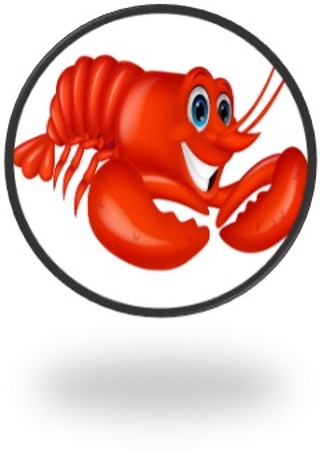 animated smiling red lobster in a circle