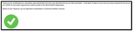 Vaccine status confirmation message