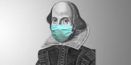 William Shakespeare with a medical mask