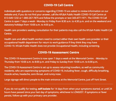 community instructions for COVID-19 testing