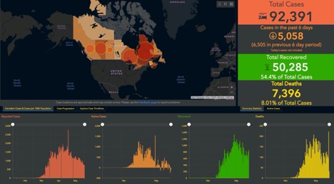 map and graph of Canada showing prevalence of cases