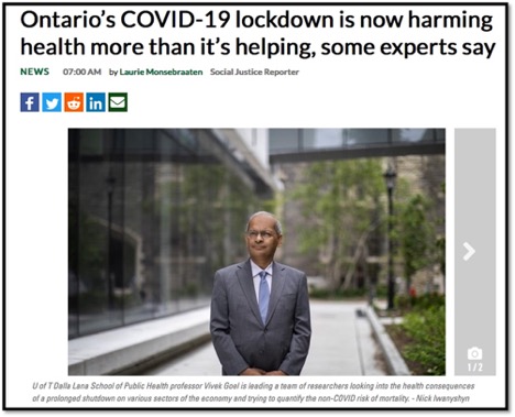 screenshot of Dr Goel outside U of T School of Public Health