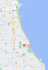 map of Chicago area highlighting University of Chicago