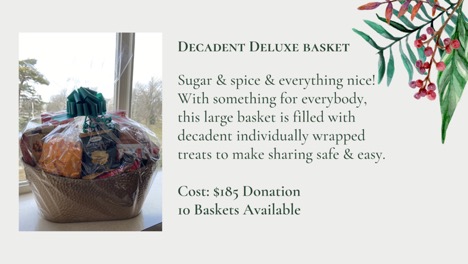 photo of a gift basket with description of its contents