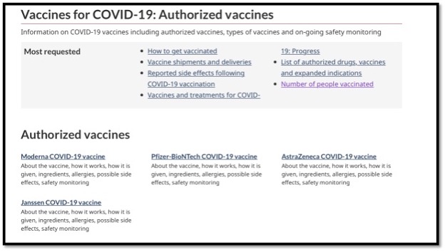 info memo re authorized vaccines