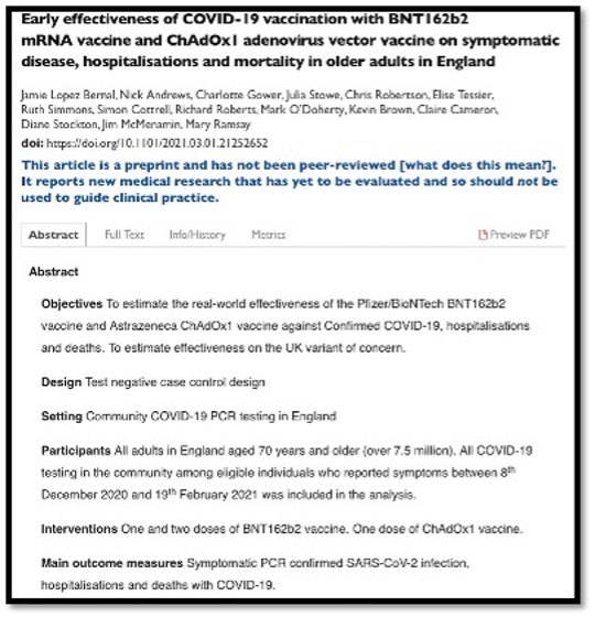 research article about effectiveness of vaccine