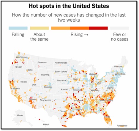 Map of the USA with Hot Spots