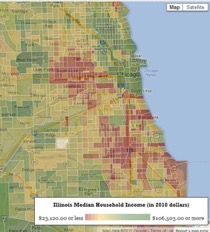map of Illinois showing median household income