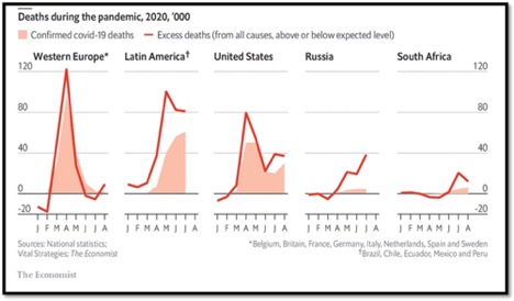 graph showing deaths during the pandemic by country