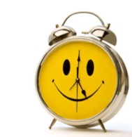alarm clock with smiley face