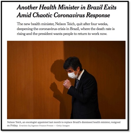 news headline about COVID-19 problem in Brazil